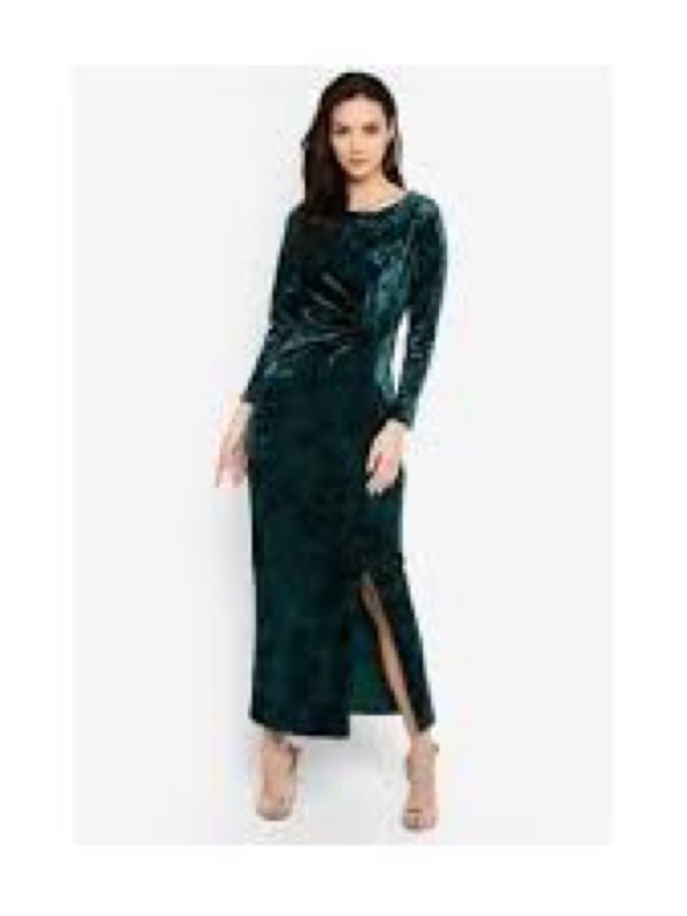 Lauren Ralph Lauren Deep Green Velvet Long-Sleeve Maxi Dress